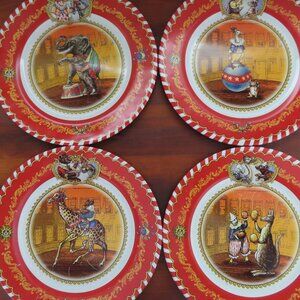 Restoration Hardware Exclusive 4 Circus Tin Plates + Container